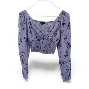 Kendall & Kylie Lavender Floral Smocked Blouse